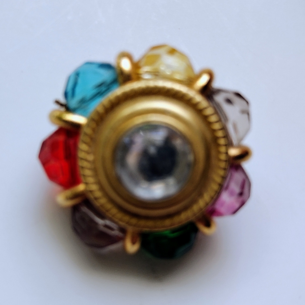 Multi Color Brooch with faceted beads